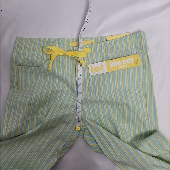 Y2K LEI pastel‎ striped crop pant drawstring waist bad boy stretch capri S NWT - Picture 9 of 10